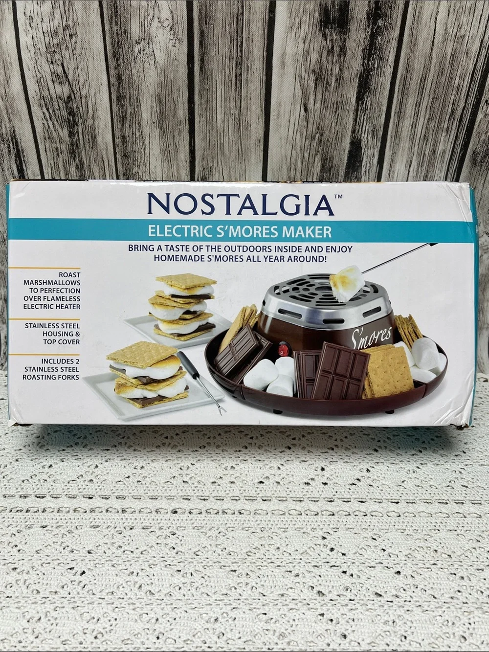 Nostalgia S'mores Maker - Brown and Silver Indoor Roaster
